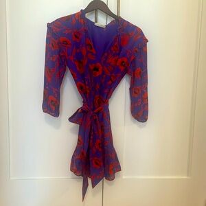 Alice + Olivia blue and red floral dress